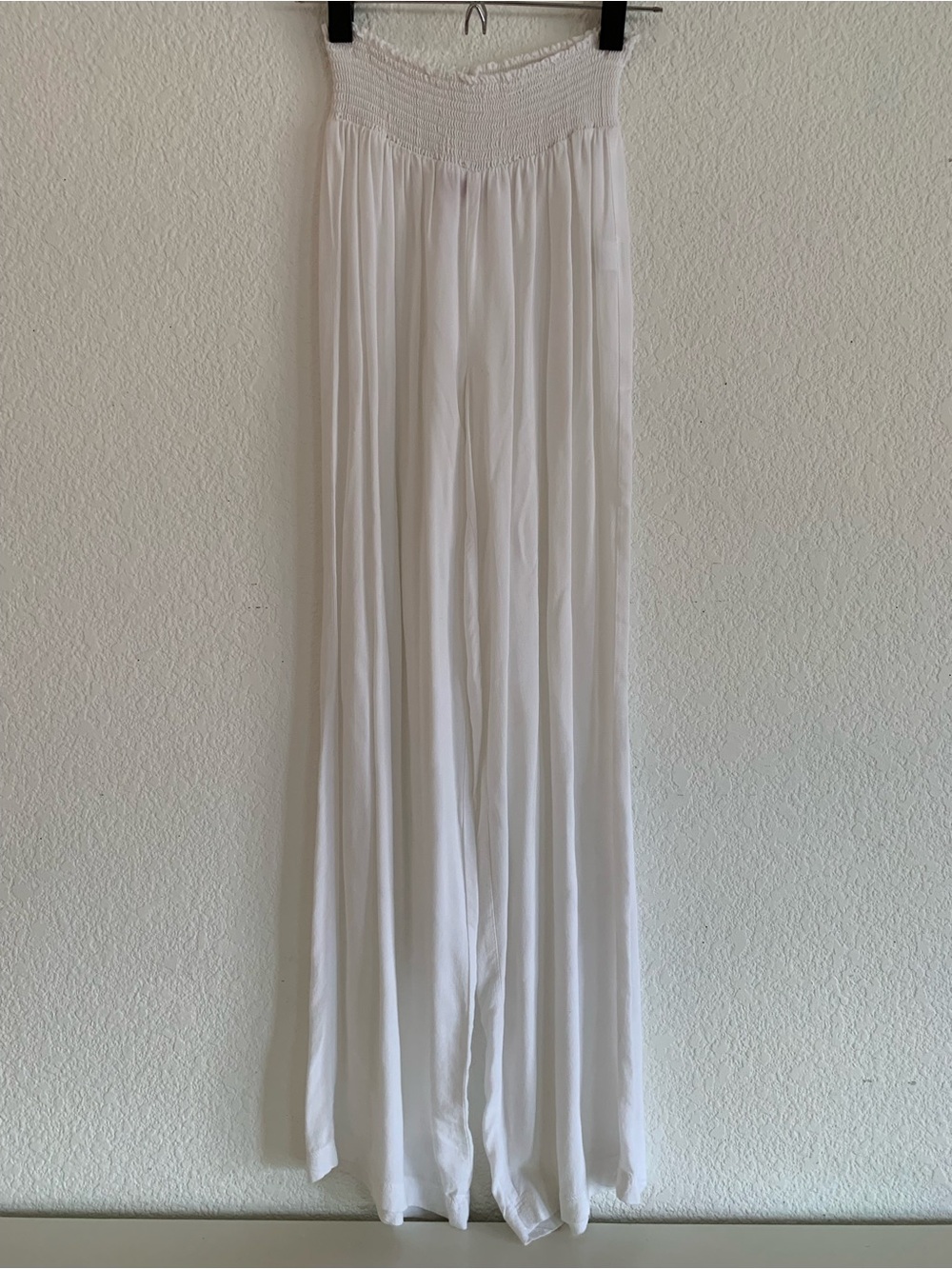 Sunny Leigh White Wide Leg Smocked Waist Pants